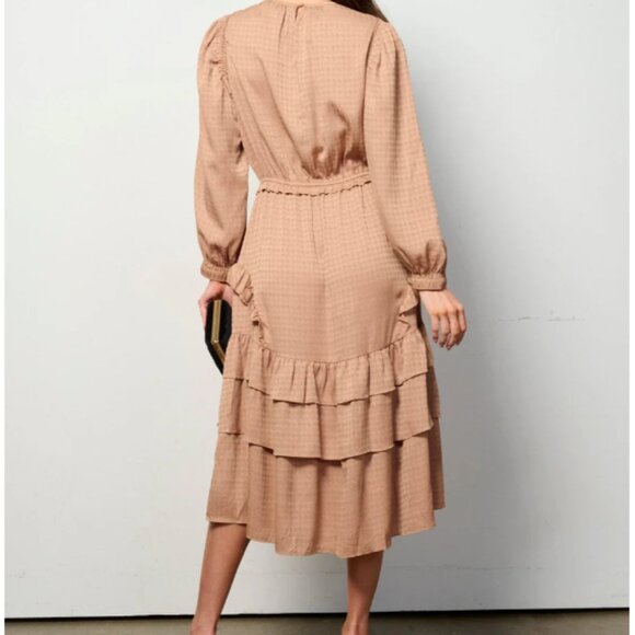 NWT Current Air Los Angeles Long Sleeve Jacquard Midi Dress Size Large - Picture 2 of 9